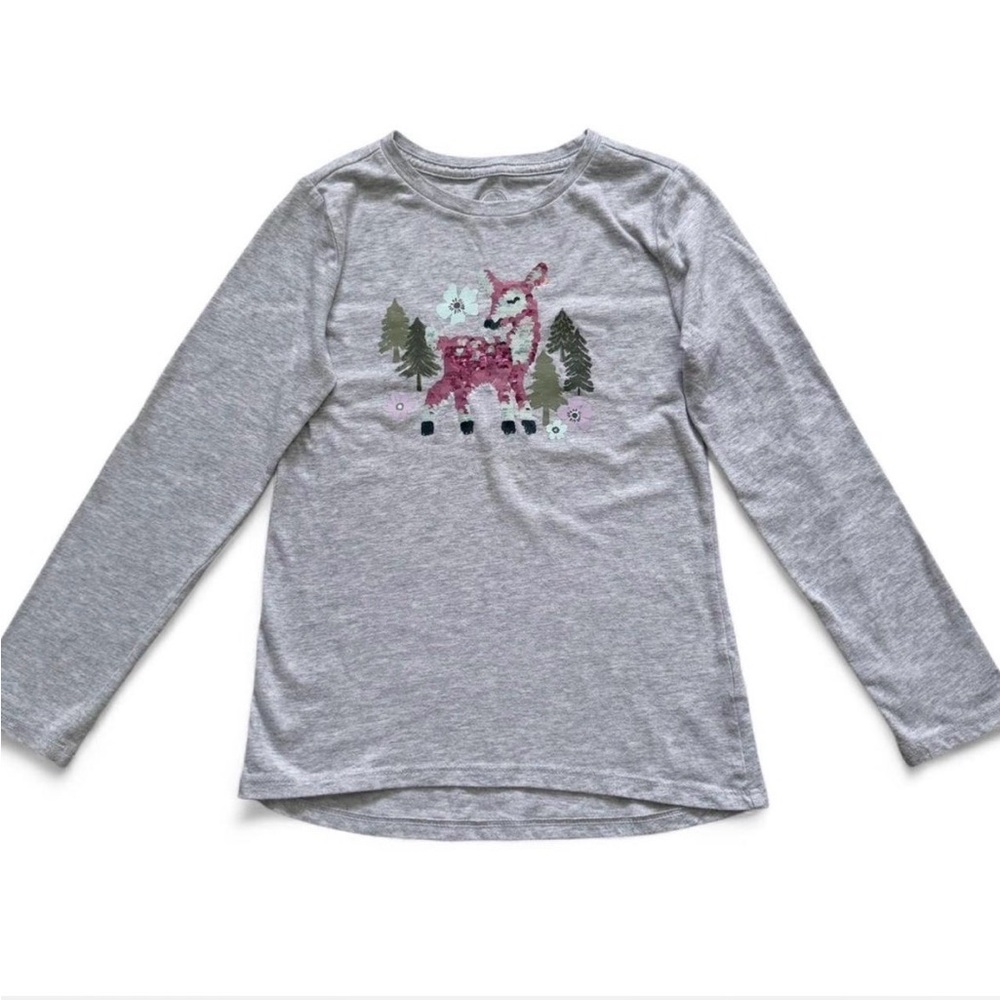 Wonder Nation Gray Long Sleeve Shirt with Deer Design